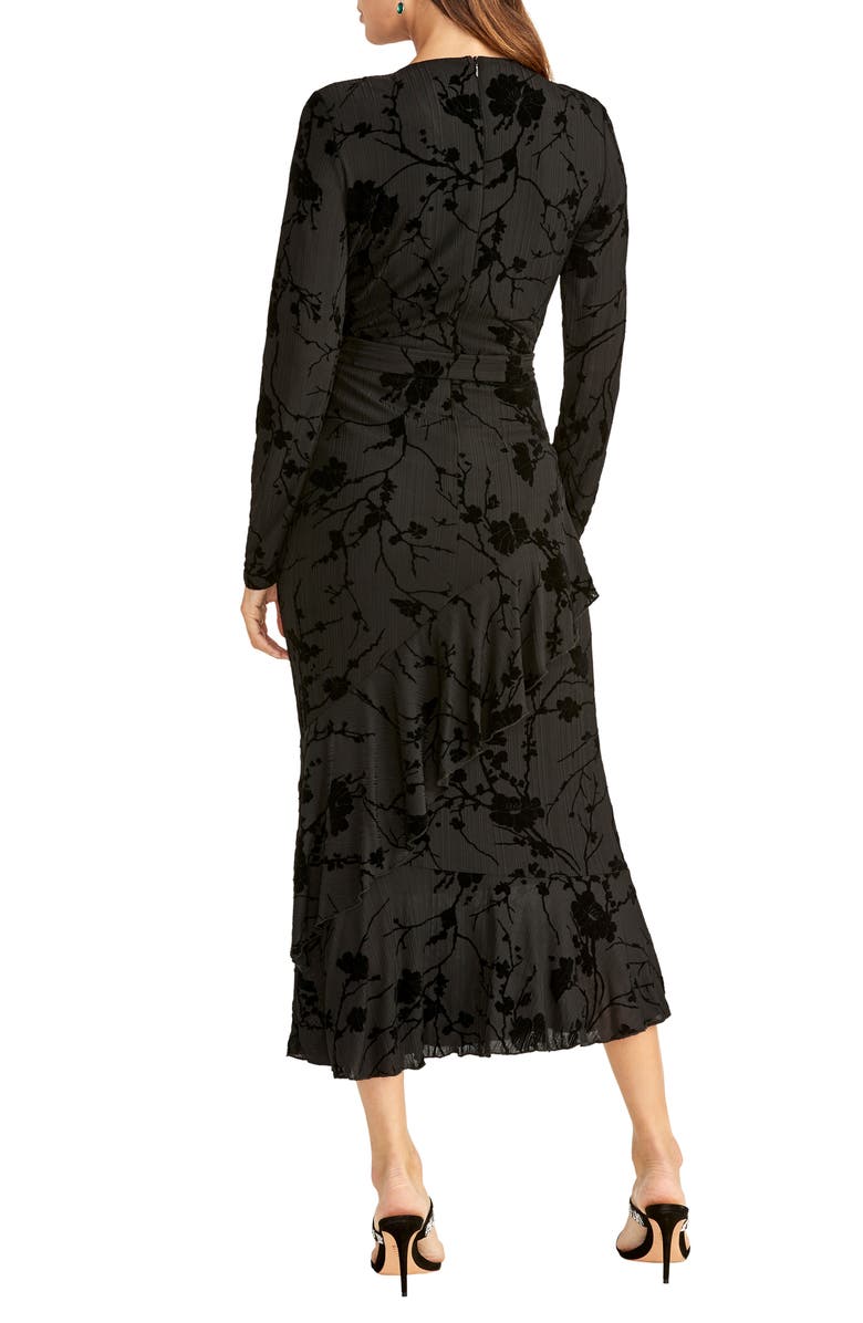 RACHEL Rachel Roy Flocked Velvet Long Sleeve Faux Wrap Dress, Alternate, color, 