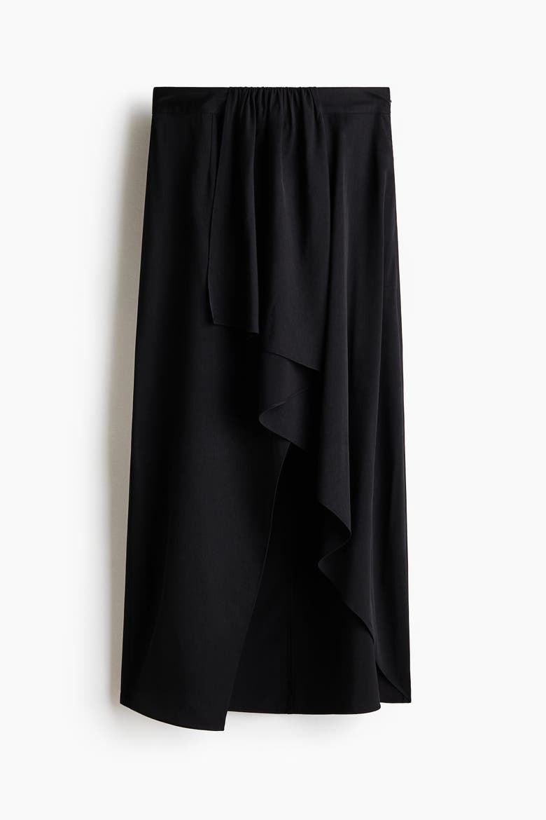Draped-panel Asymmetric Skirt, Alternate, color, Black