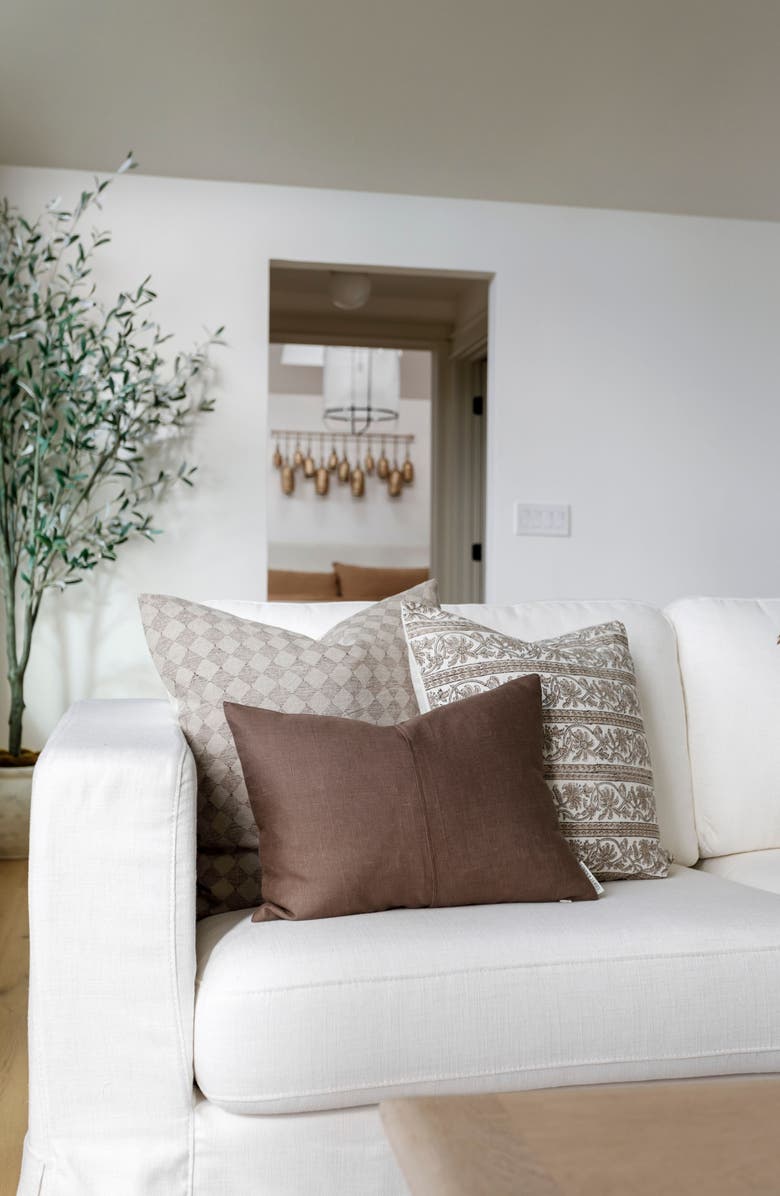 Linen & James Dane Brown Checkered Diamond Pillow Cover, Alternate, color, Brown