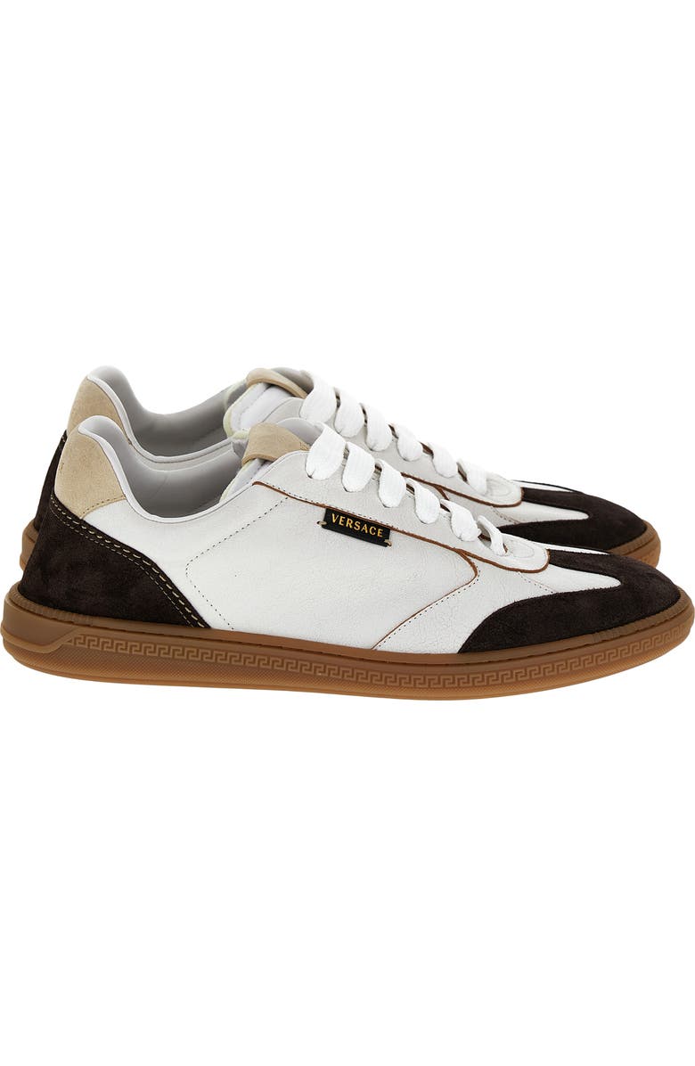 Versace First Line Greca Court Low Top Sneaker, Alternate, color, Moka White