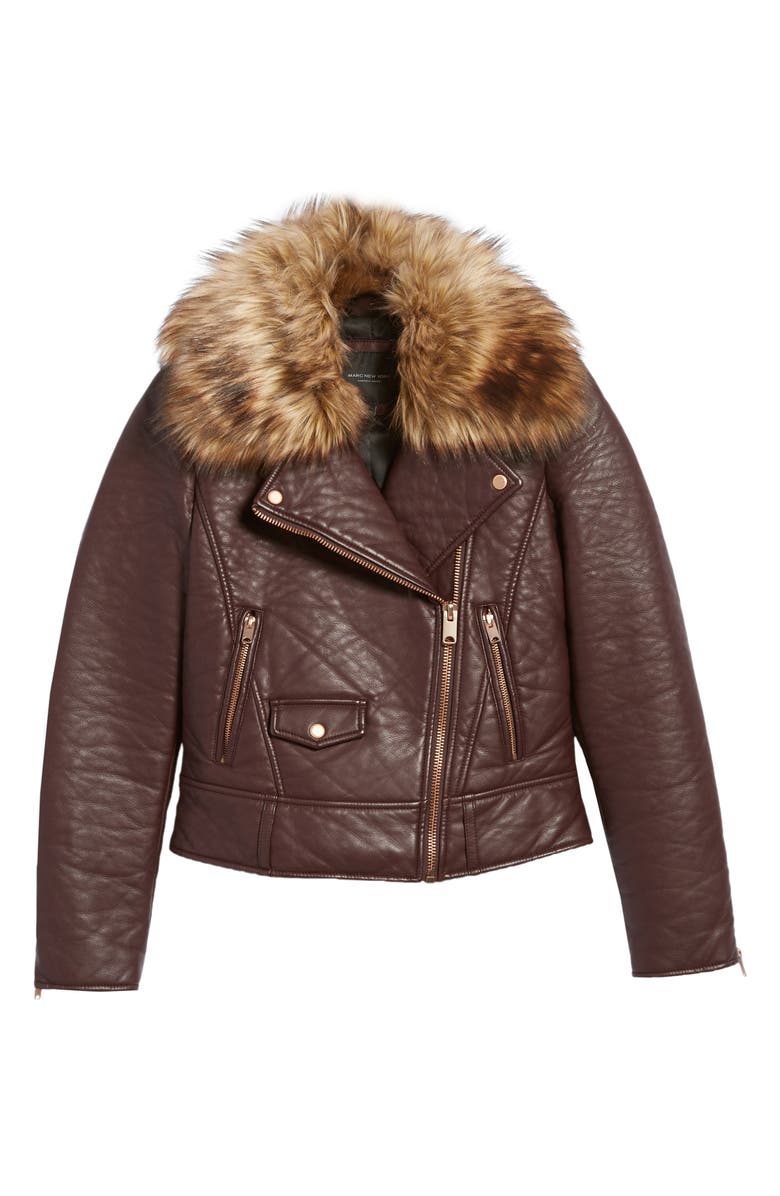 Marc New York Andrew Marc Beverly Faux Leather Jacket with Faux Fur Trim, Alternate, color, 
