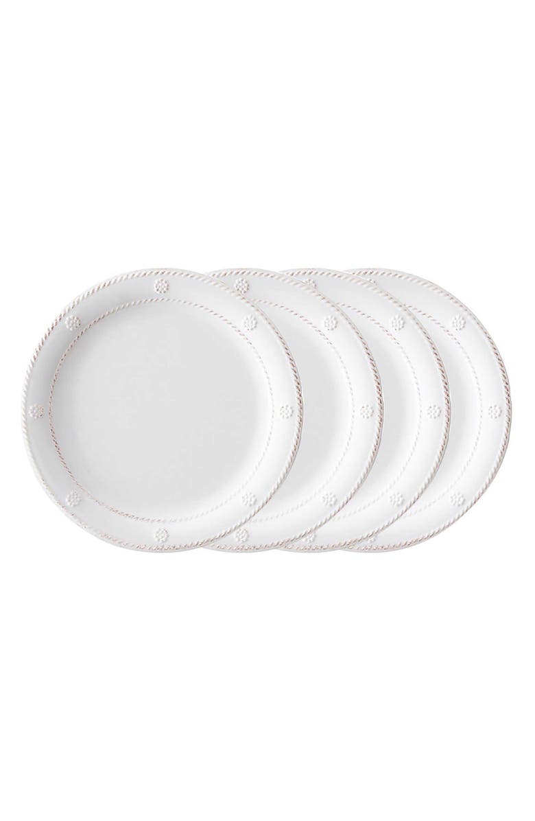 Juliska Berry & Thread Set of 4 Melamine Dessert Plates, Main, color, Whitewash