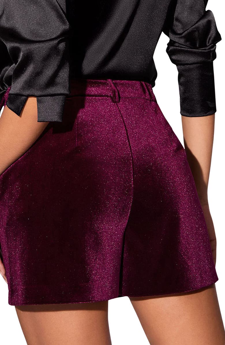 Lipsy High Waist Velvet Shorts, Alternate, color, Burgundy Red