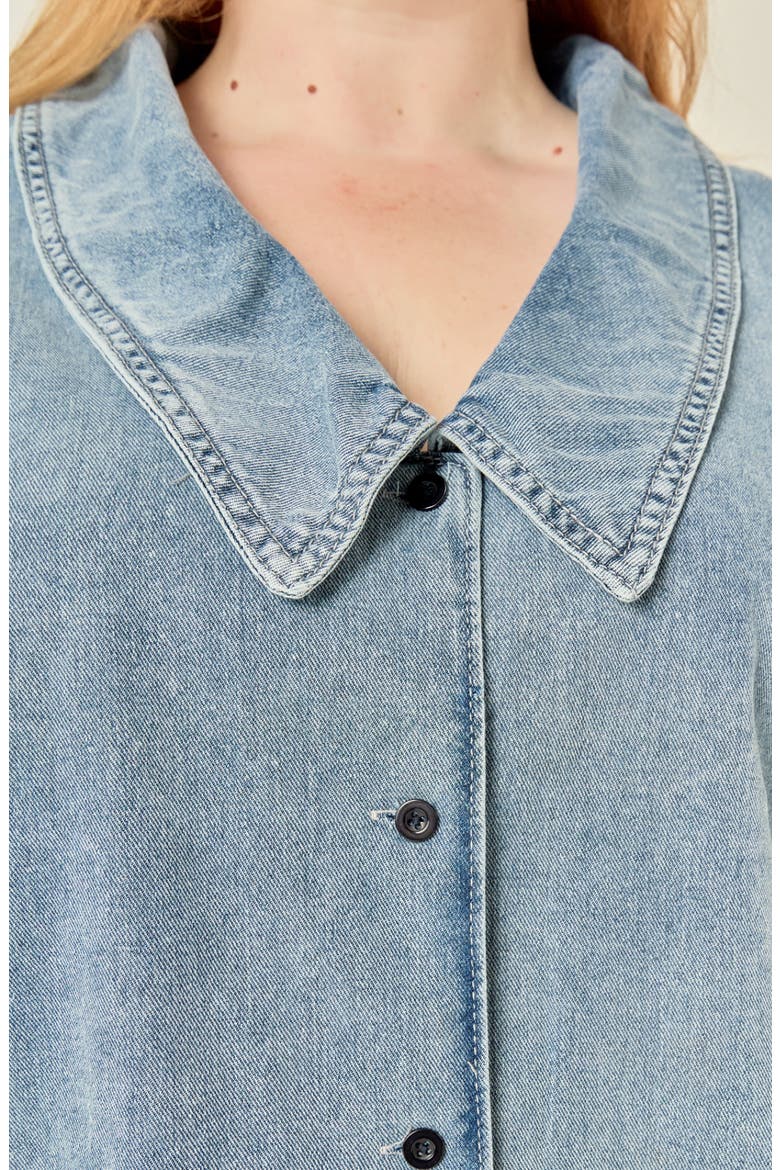 Puff Shoulder Denim Shirt, Alternate, color, BLUE