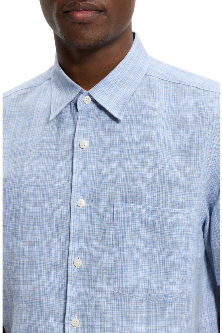 Irving Plaid Short Sleeve Linen Button-Up Shirt, Alternate, color, CRISP BLUE MULTI - 2RP