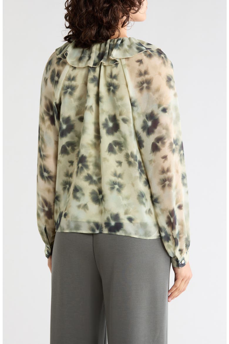 Ruffle Tie Neck Top, Alternate, color, MULTI GREEN FLORAL