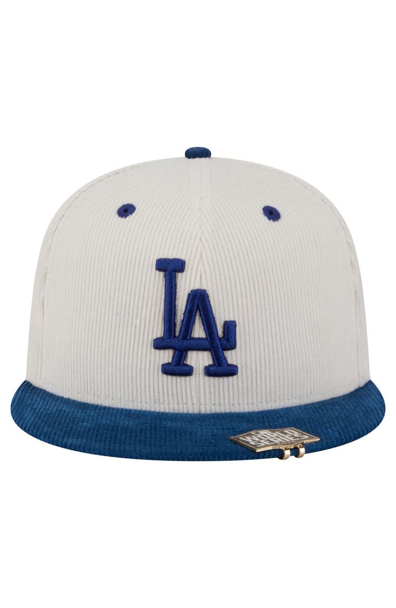 New Era Men's New Era Cream/Royal Los Angeles Dodgers Two-Tone Corduroy 59FIFTY Fitted Hat, Alternate, color, 