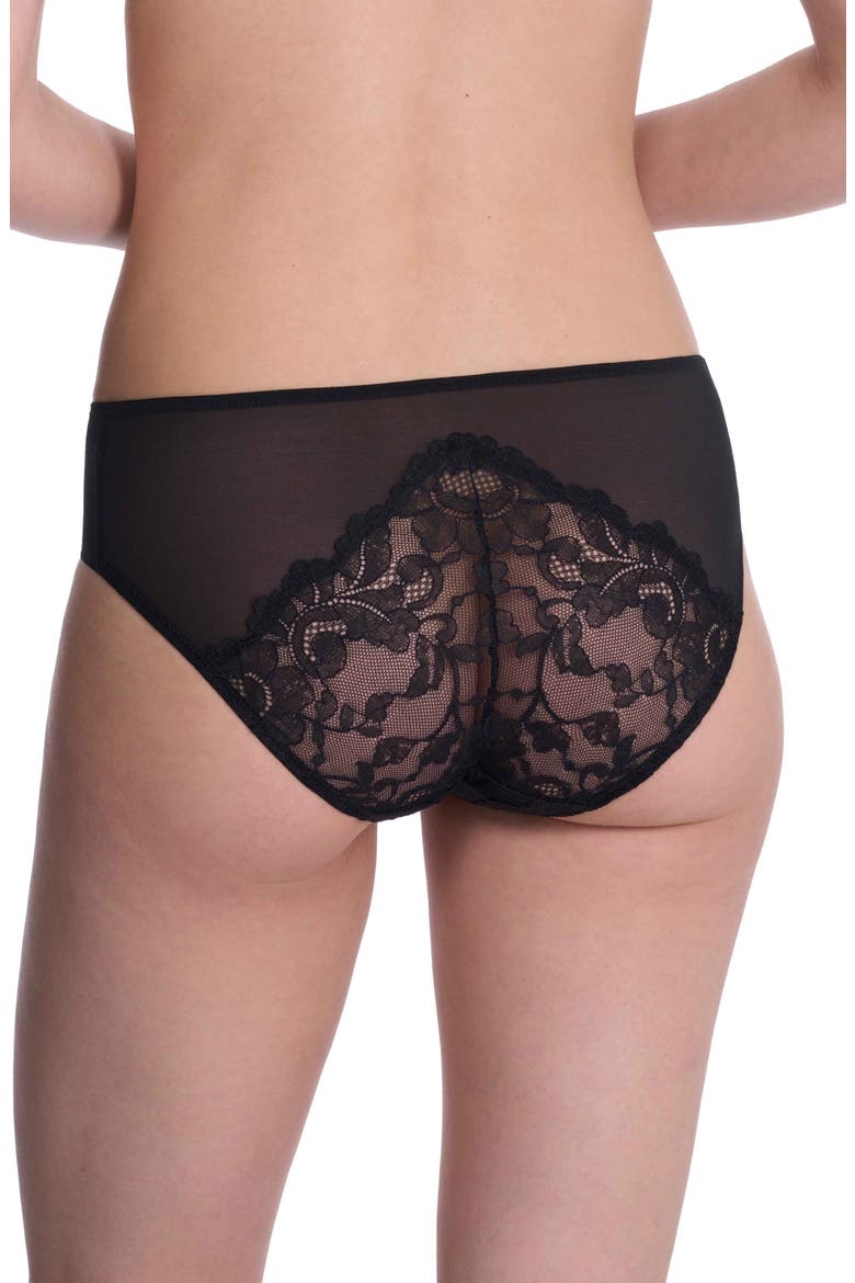 Peony Lace & Mesh Hipster Panties, Alternate, color, BLACK