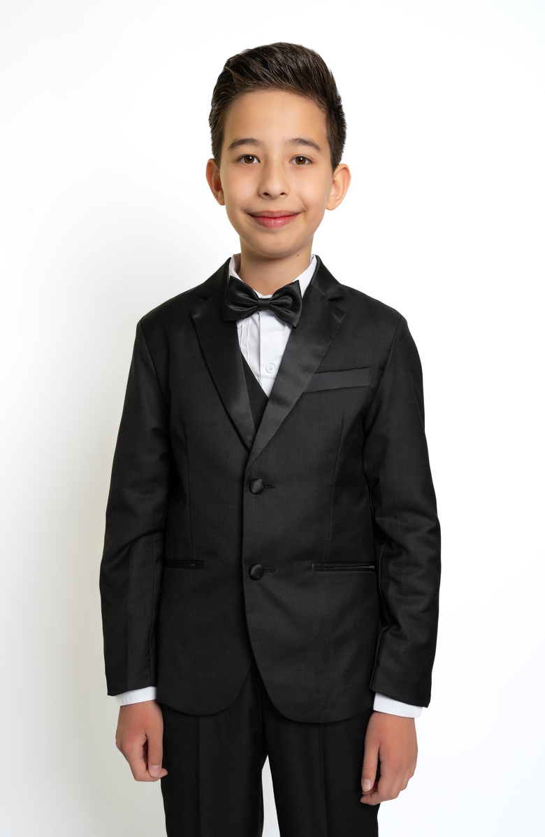 Peanut Butter Collection Kids' 007 5-Piece Slim Fit Tuxedo, Alternate, color, Black