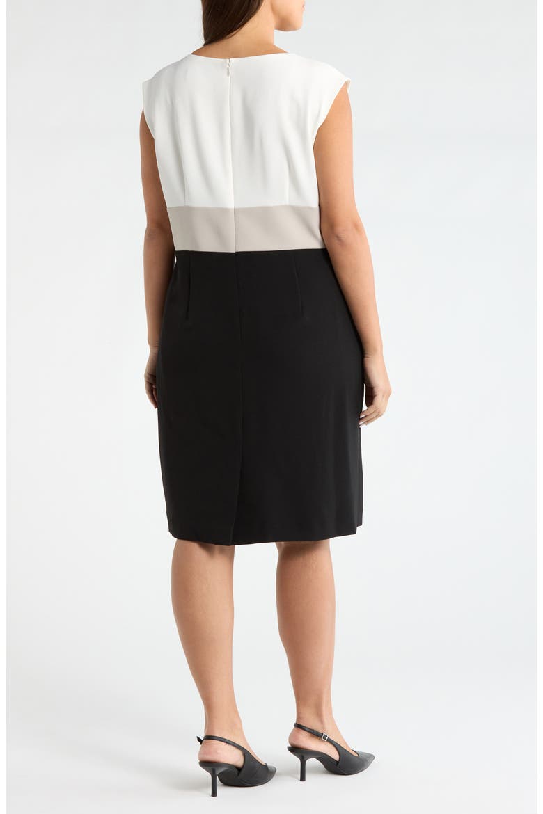 Colorblock Stretch Sheath Dress, Alternate, color, VANILLA ICE MULTI