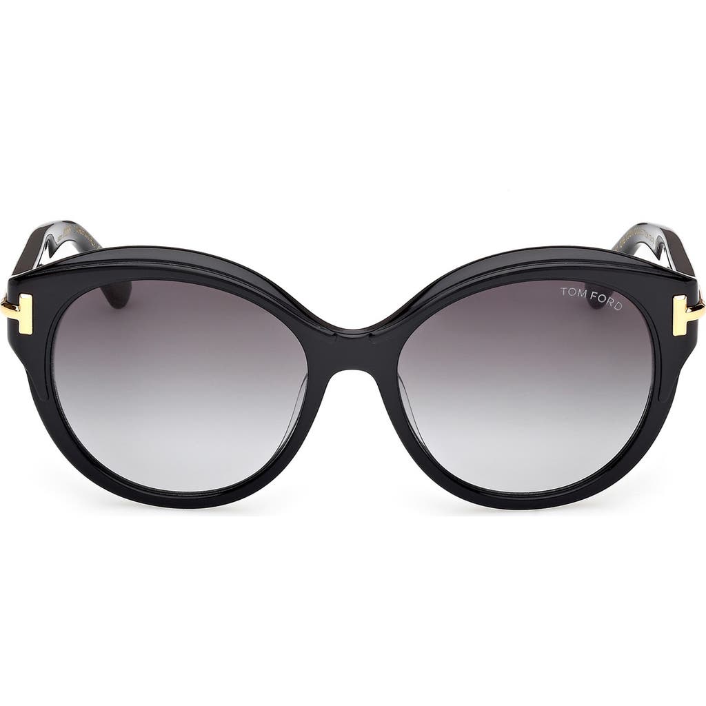 Tom Ford Icon 57mm Gradient Round Sunglasses In Black