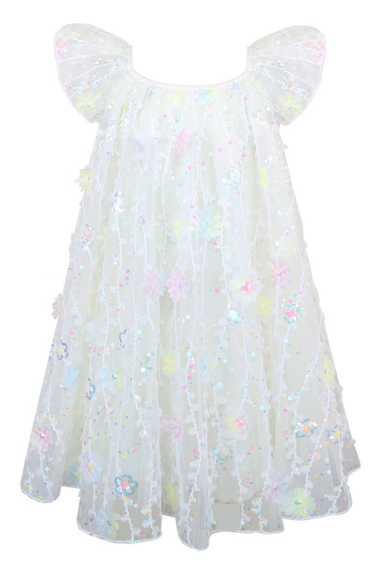Kids' Sequin & Floral Appliqué Float Dress, Main, color, IVORY