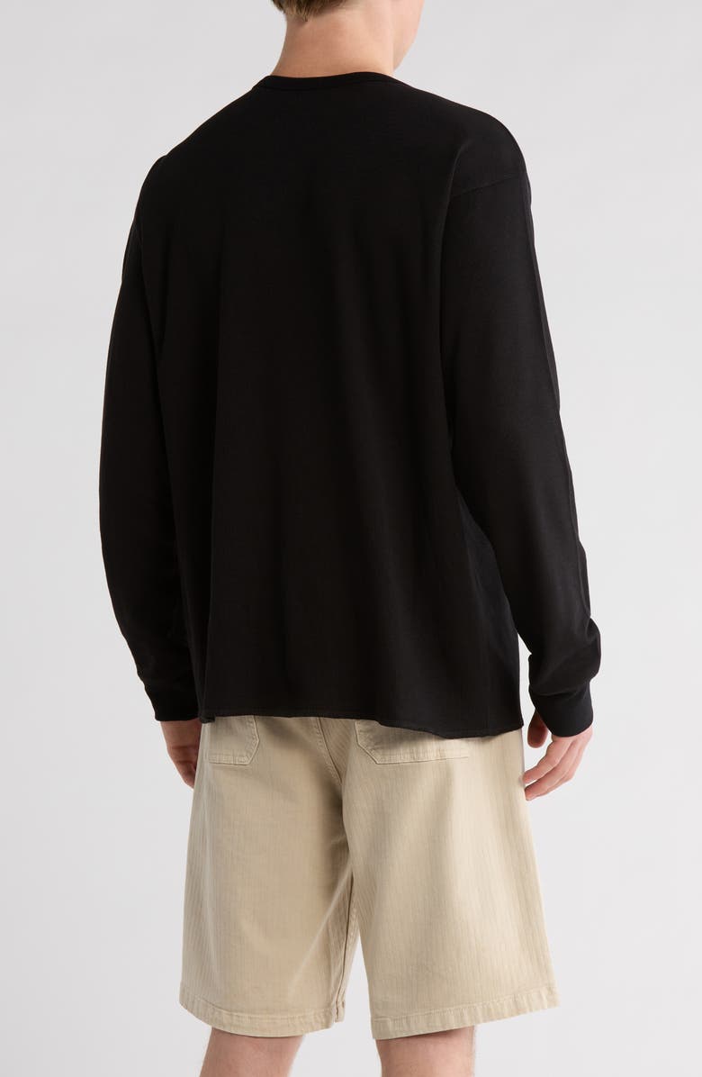 Abound Oversize Crewneck Thermal Top, Alternate, color, Black
