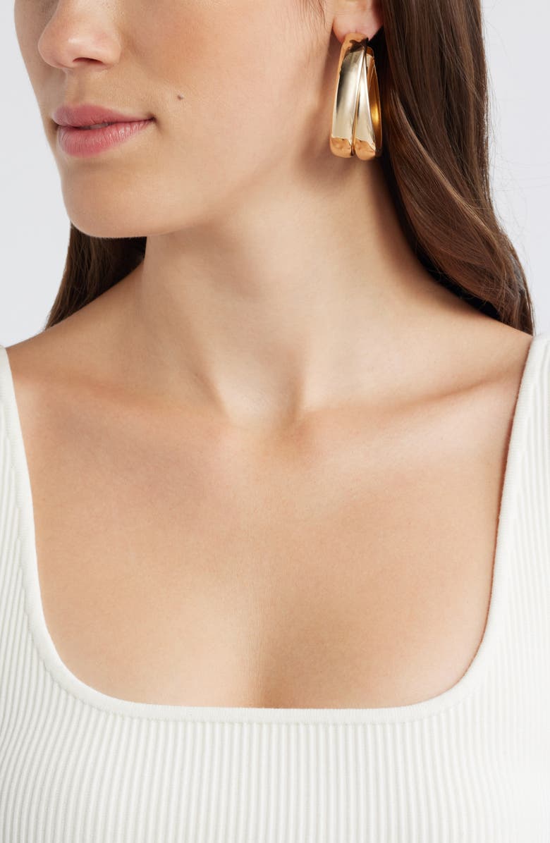 Open Edit Split Hoop Earrings, Alternate, color, Gold