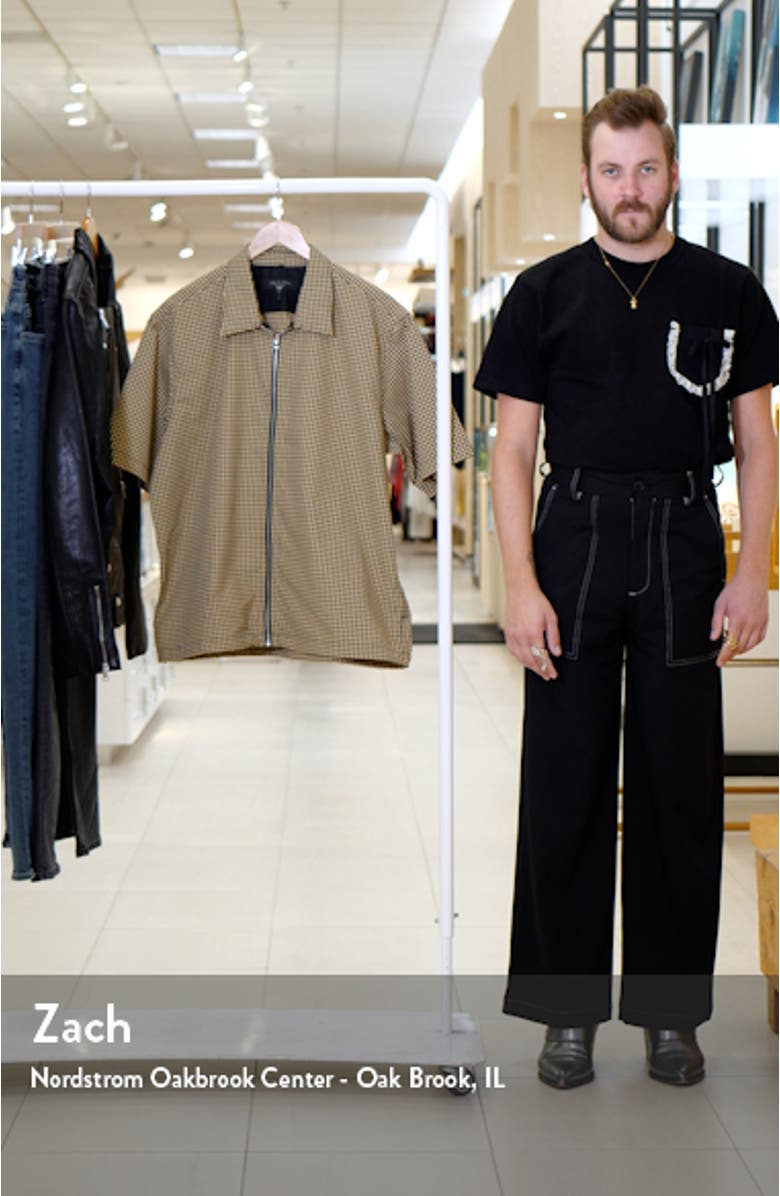 Noah Gingham Short Sleeve Nylon Zip-Up Shirt, sales video thumbnail