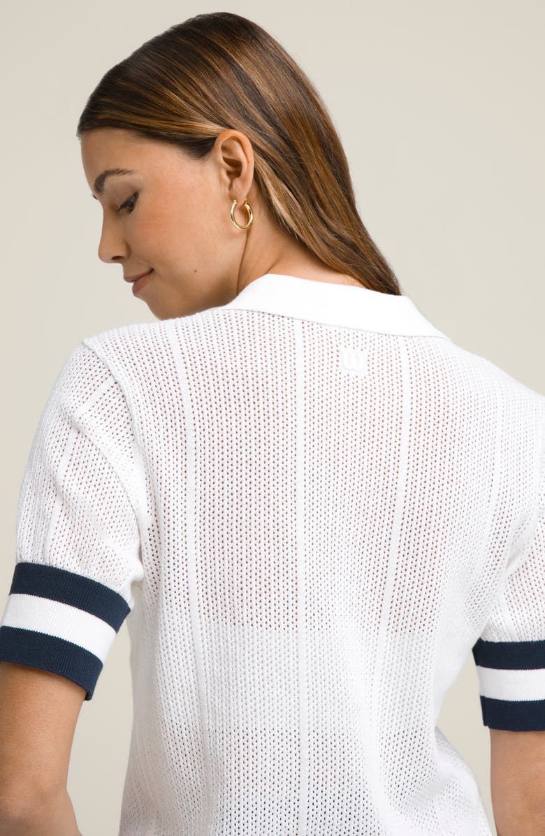 WILSON Essex Mesh Stitch Polo Sweater, Alternate, color, Bright White