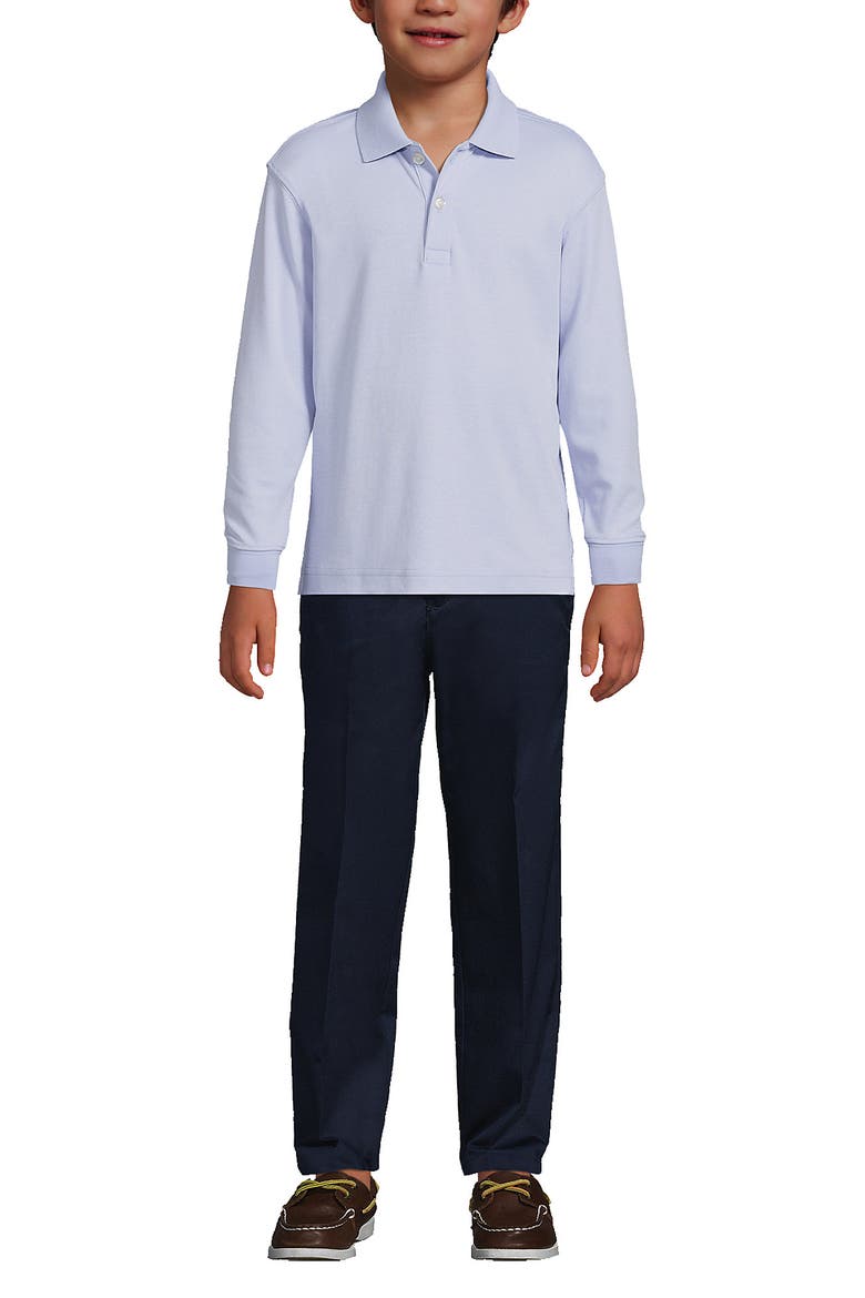 School Uniform Kids Long Sleeve Interlock Polo Shirt, Alternate, color, Blue