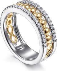 Gabriel & Co. Bujukan Two-Tone 14K Gold & Diamond Wide Band Ring