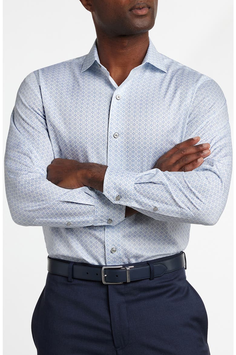 Neat Print Sport Shirt, Main, color, WHITE/ SKY