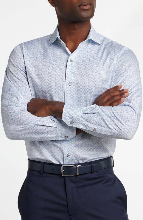 Neat Medallion Print Cotton Button-Up Shirt