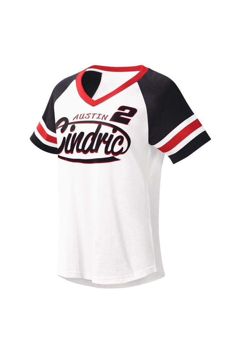 Women's G-III 4Her by Carl Banks White/Black Austin Cindric Circus Catch V-Neck T-Shirt, Main, color, White