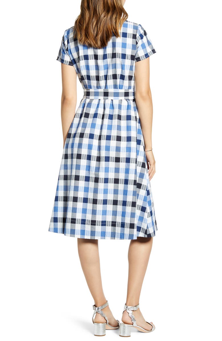 1901 Check Tie Waist Short Sleeve Dress, Alternate, color,