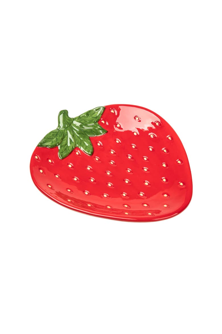 Ceramic 10 in. Red Spring Strawberry Platter, Alternate, color, Red