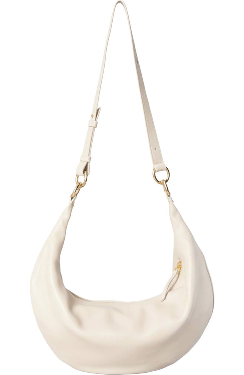 HYER GOODS Leather Convertible Hobo Crescent Ring Bag, Main, color, Off-White