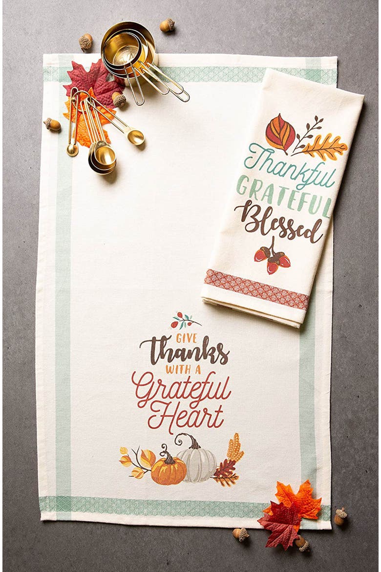 Asst Grateful Fall Printed Dishtowel Set/2, Alternate, color, Grateful Fall