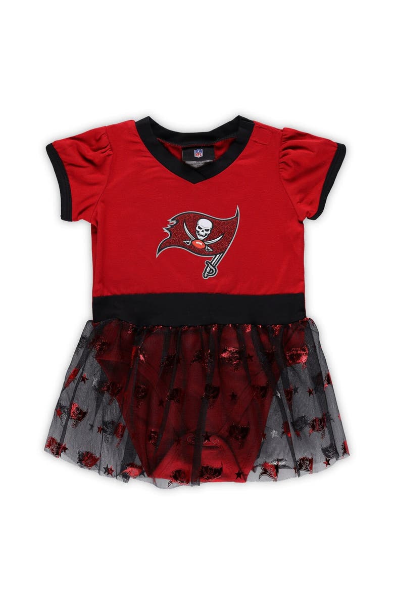 JERRY LEIGH Girls Infant Red Tampa Bay Buccaneers Tailgate Game Day Bodysuit with Tutu, Headband & Leggings Cheerleader Set, Alternate, color, 