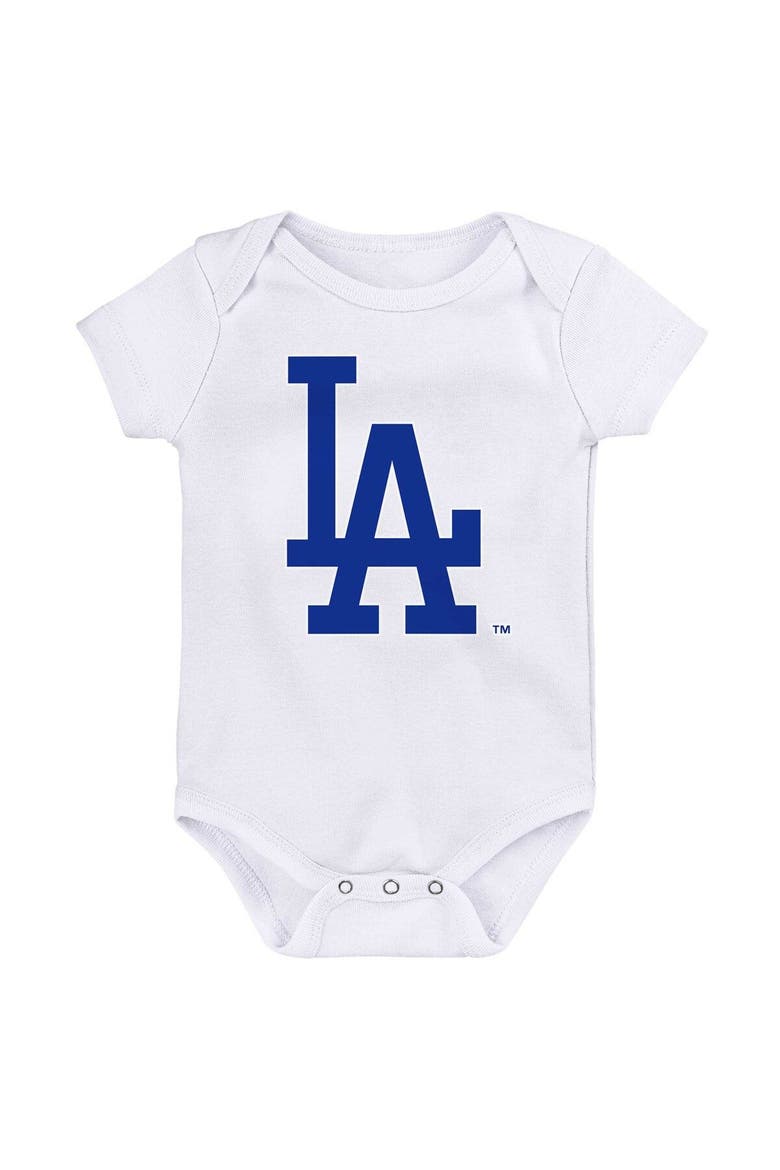 Infant Royal/White/White Los Angeles Dodgers Minor League Player Three-Pack Bodysuit Set, Alternate, color, White