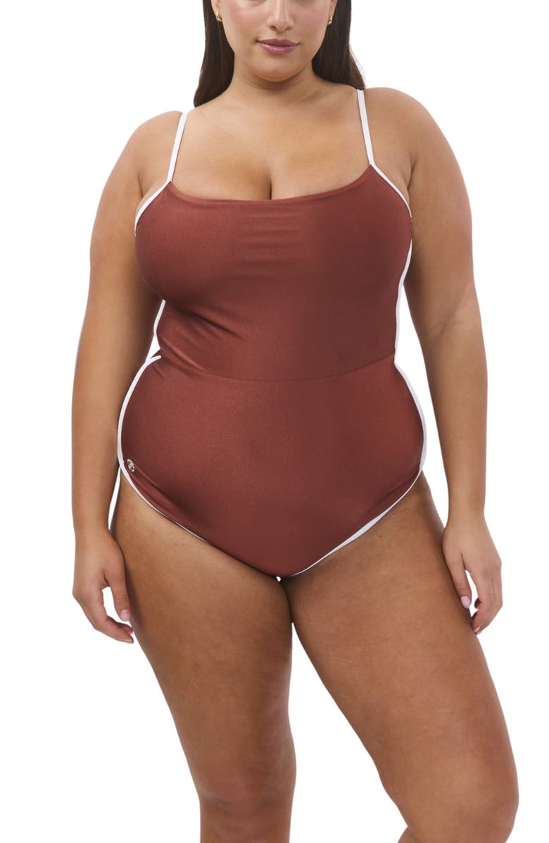 Biliblond Lurex Onepiece Swimsuit, Alternate, color, Silver Black Lurex