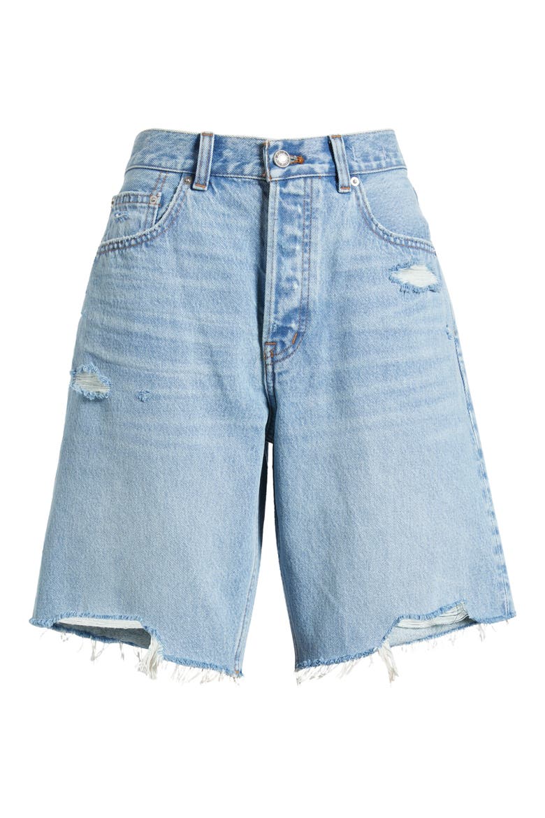 The Essex Raw Hem Long Baggy Denim Shorts, Alternate, color, LONDE WASH