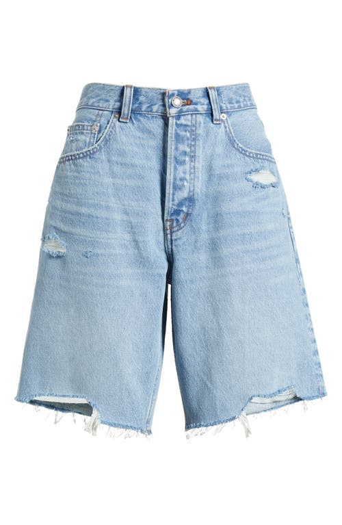 Shop Madewell The Essex Raw Hem Long Baggy Denim Shorts In Londe Wash