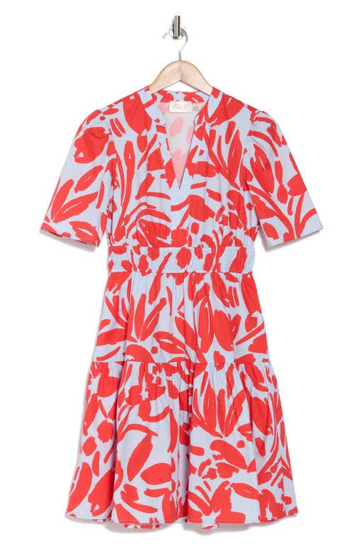 ELIZA J ELIZA J SHORT SLEEVE COTTON FIT & FLARE DRESS