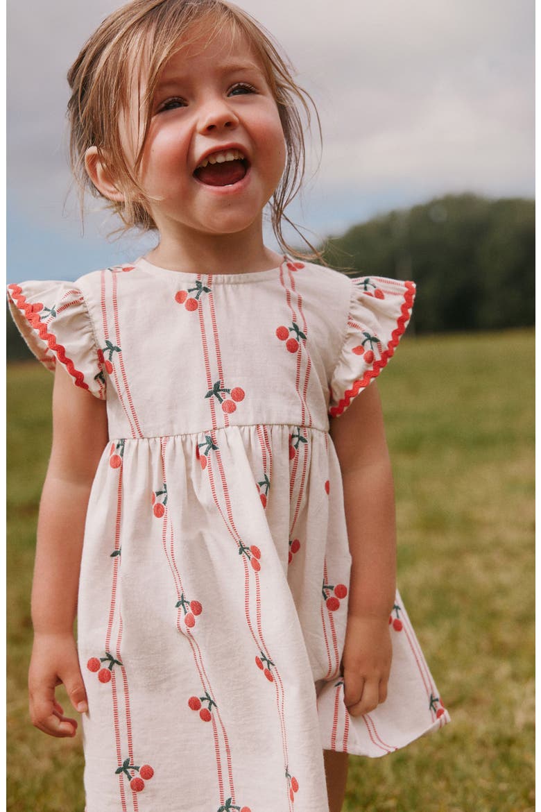 Kids' Cherry Print Ruffle Dress, Alternate, color, NEUTRAL