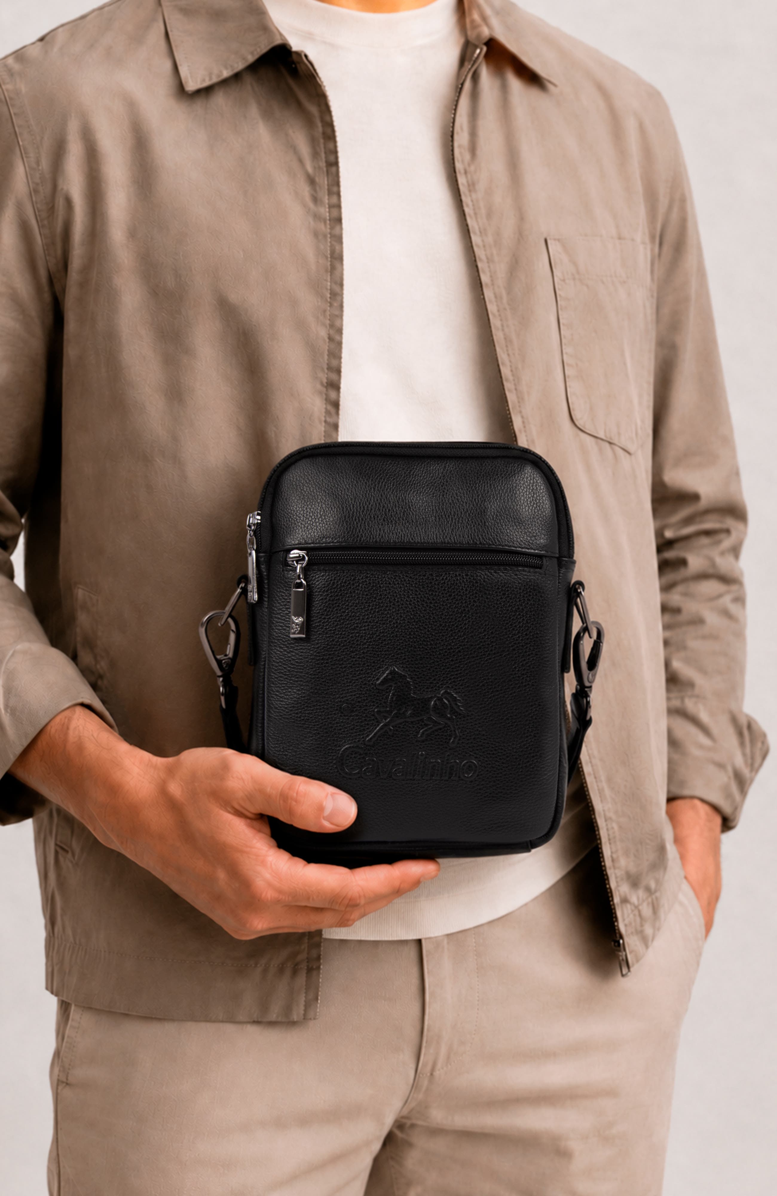 El Cavaleiro 484 Leather Traveler Crossbody Bag, Alternate, color, Black