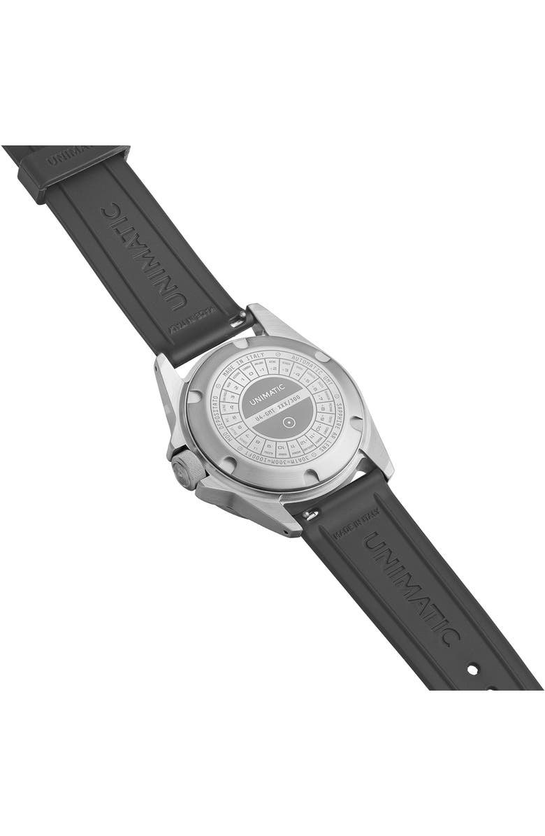 UNIMATIC Modello Quattro Automatic GMT Rubber Strap Diver's Watch, 40mm, Alternate, color, 