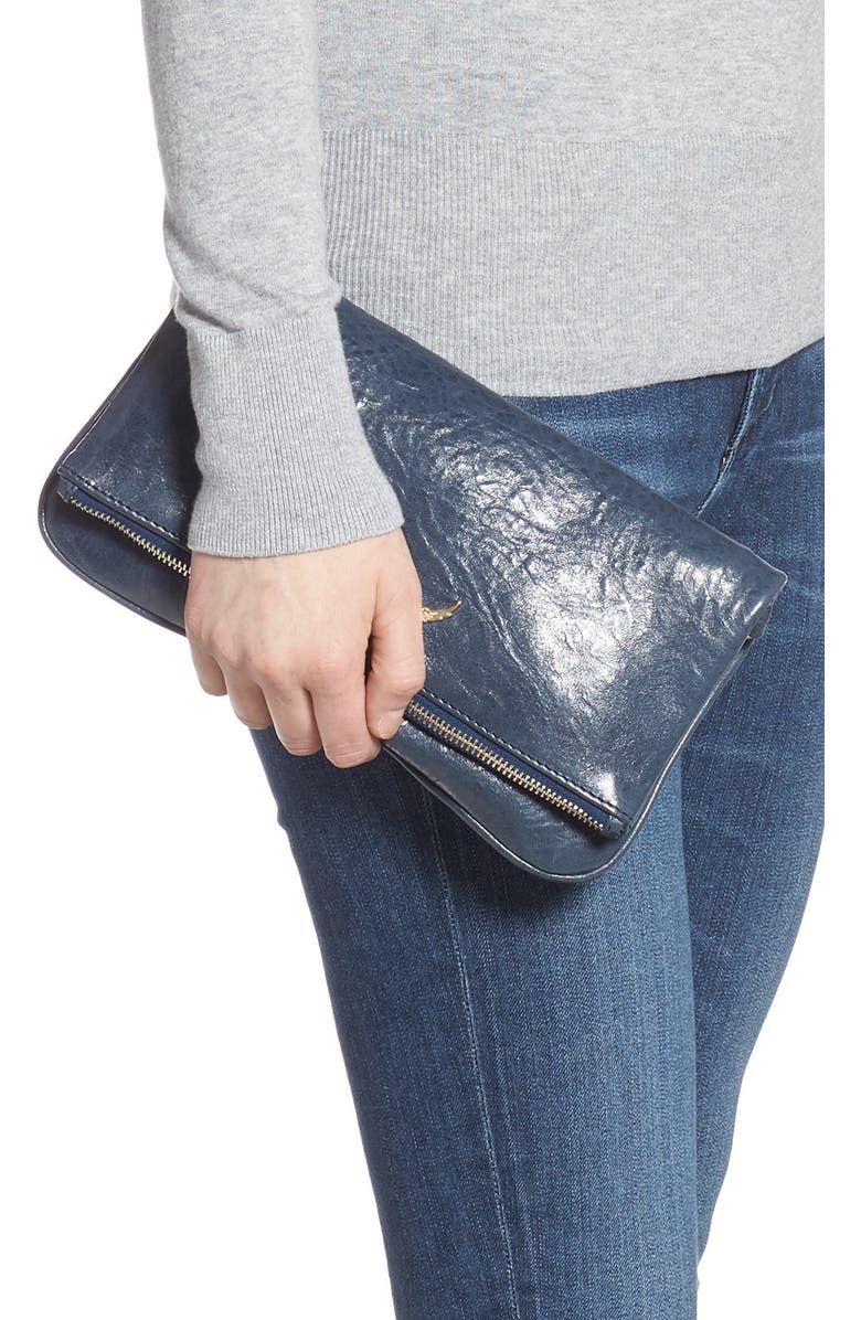 Zadig & Voltaire Zagid & Voltaire Rock Crush Leather Clutch, Alternate, color,