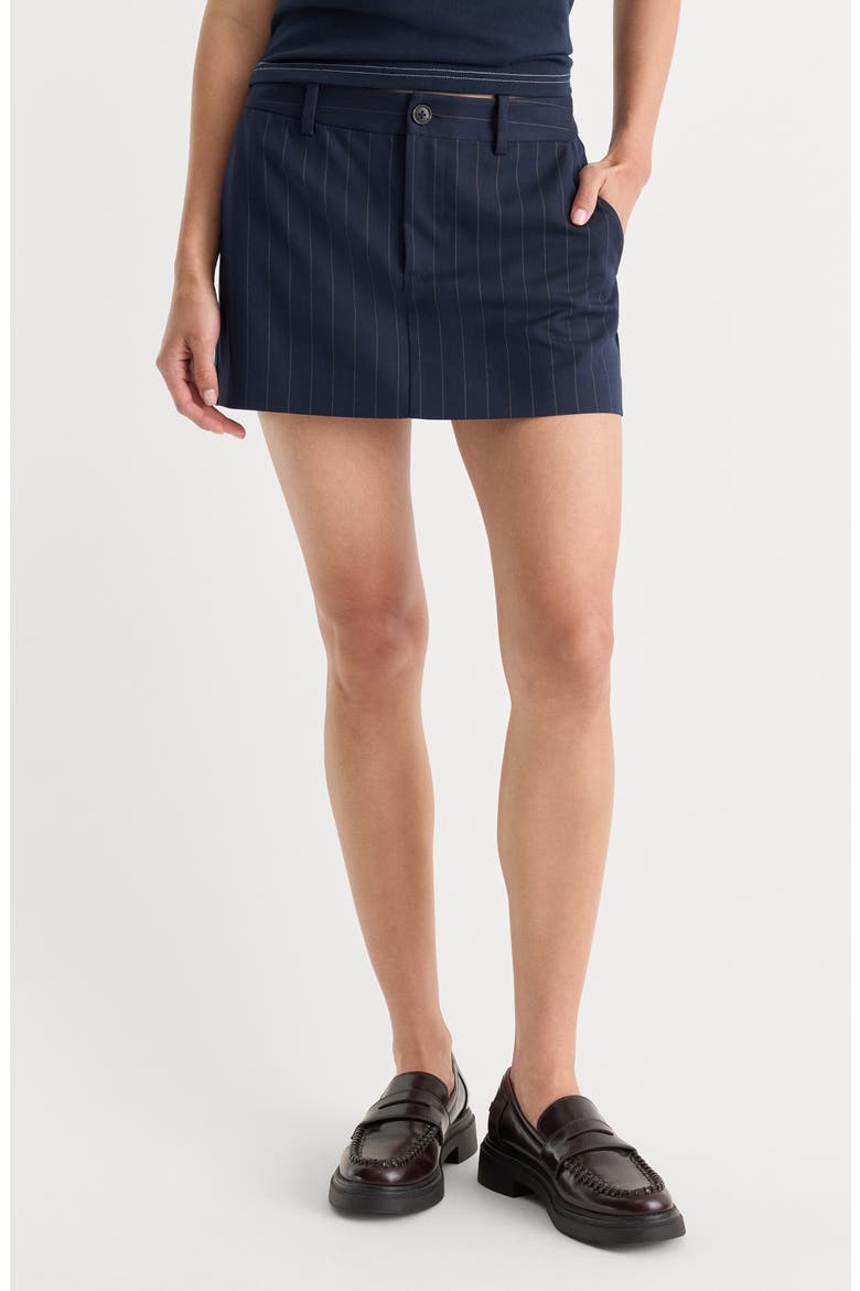 The Trouser Pinstripe Miniskirt, Main, color, NAVY PINSTRIPE