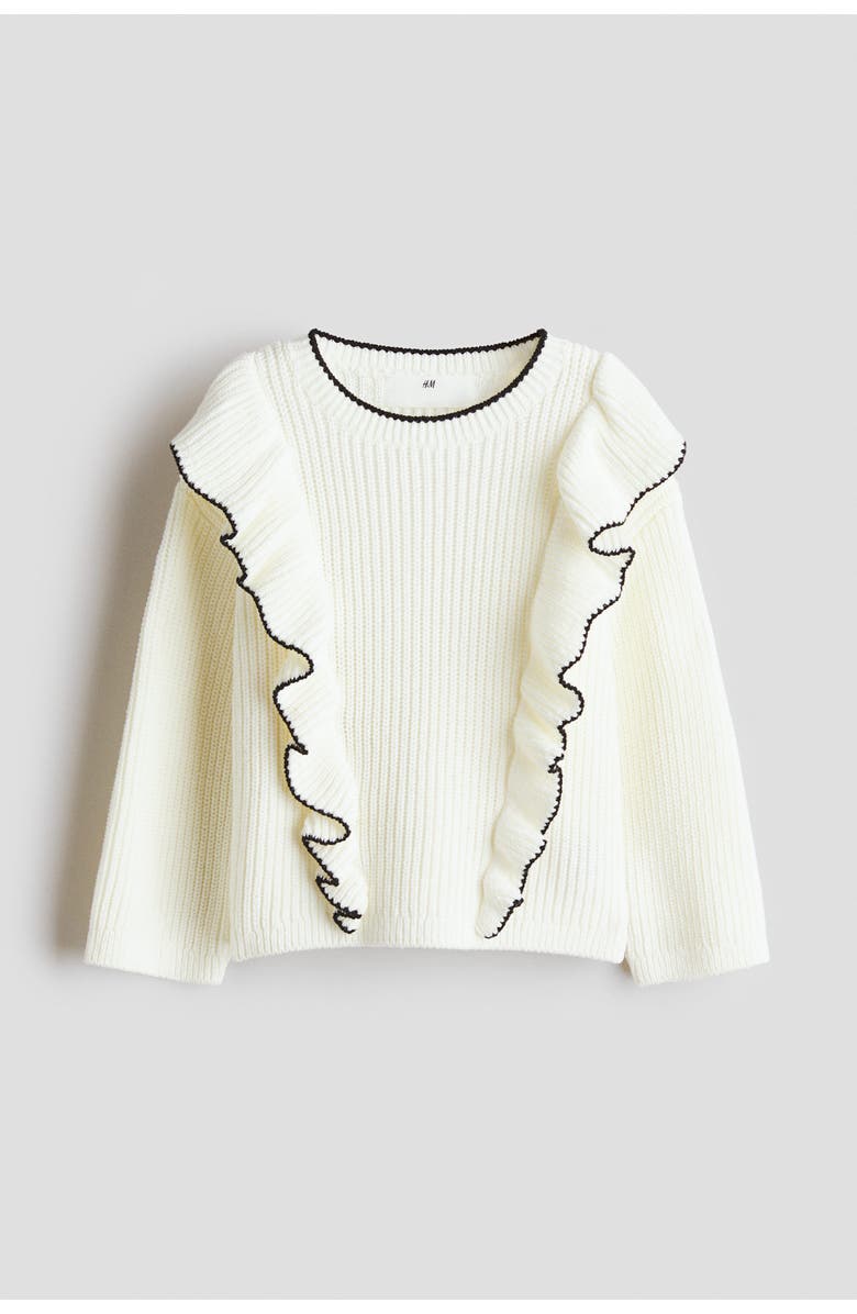 H&M Frill-trimmed Jumper, Main, color, White