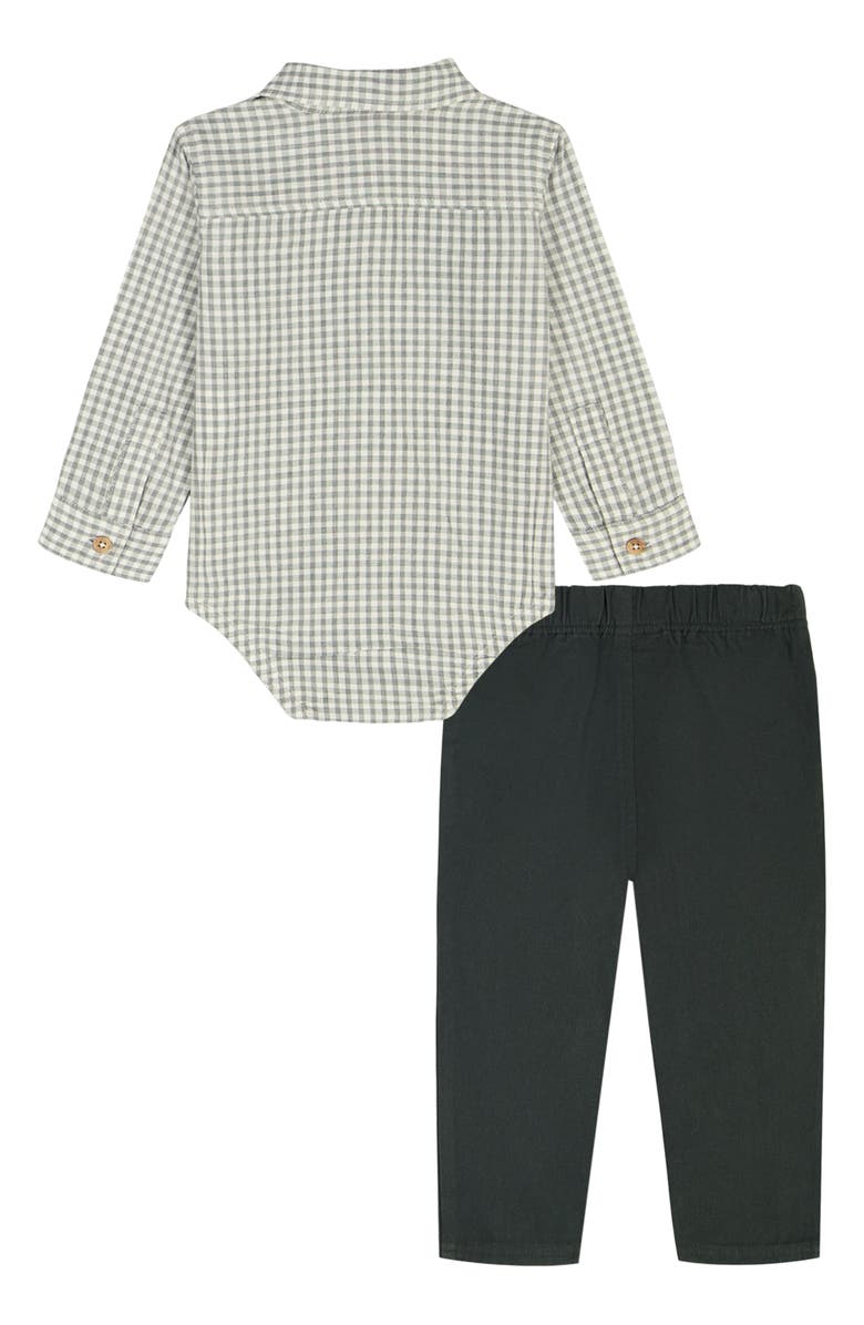 Calvin Klein Woven Bodysuit & Pants Set, Alternate, color, Green