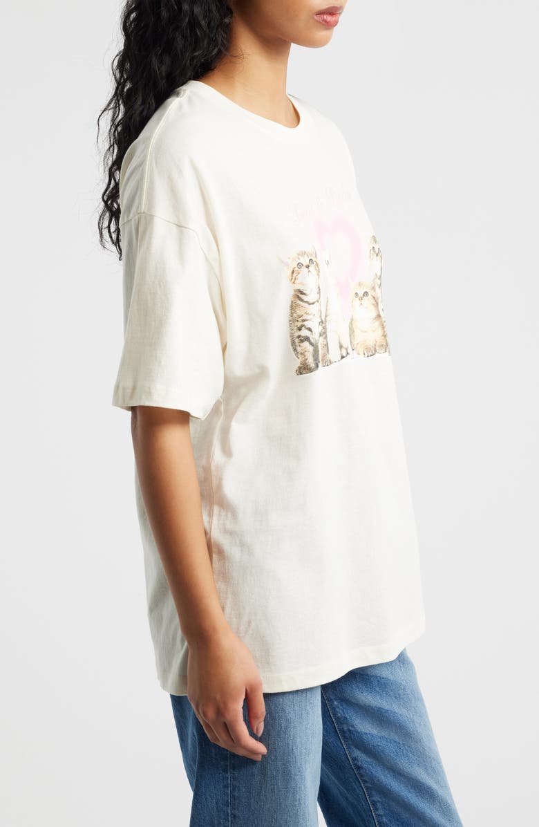 GOLDEN HOUR Sweet 
Psycho Kittens Oversize Graphic T-Shirt, Alternate, color, Marshmallow