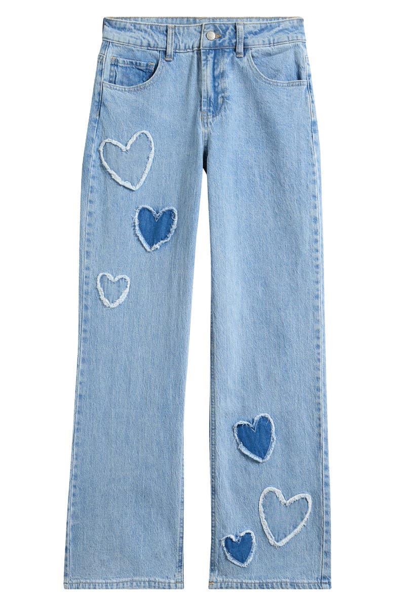 Tractr Kids' Heart Patch Wide Leg Jeans | Nordstromrack