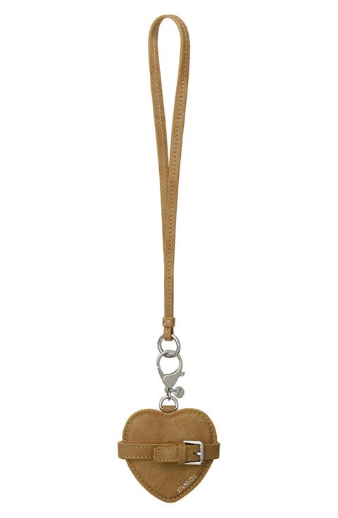 Belted Heart Mirror Faux Leather Key Ring Bag Charm