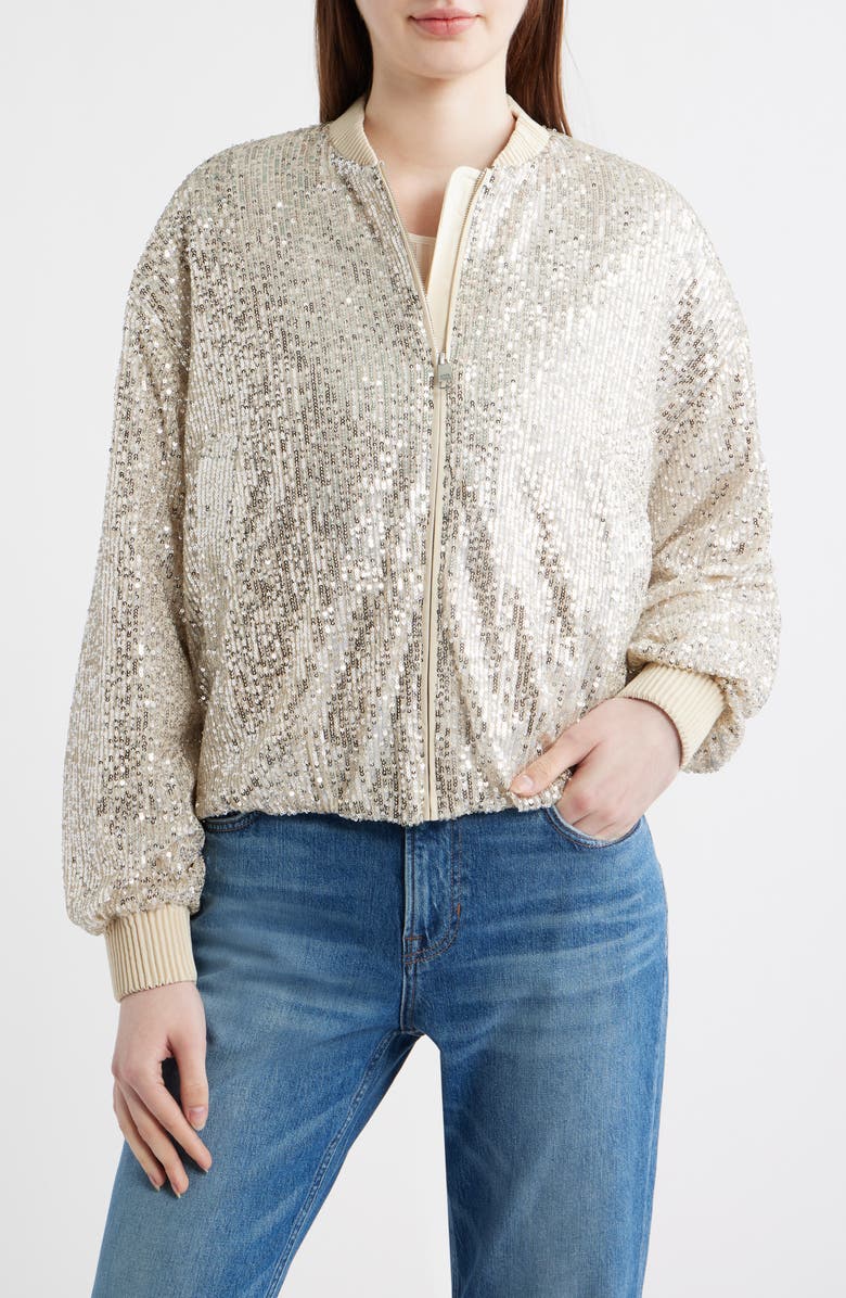 BOSS Orange Jilloi Sequin Bomber Jacket, Main, color, 