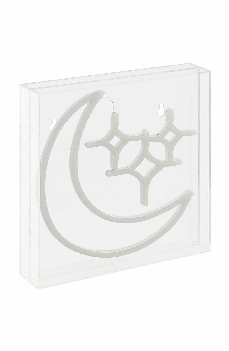 JONATHAN Y Starry Square Contemporary Glam Acrylic Box USB Operated LED Neon Light, Alternate, color, White