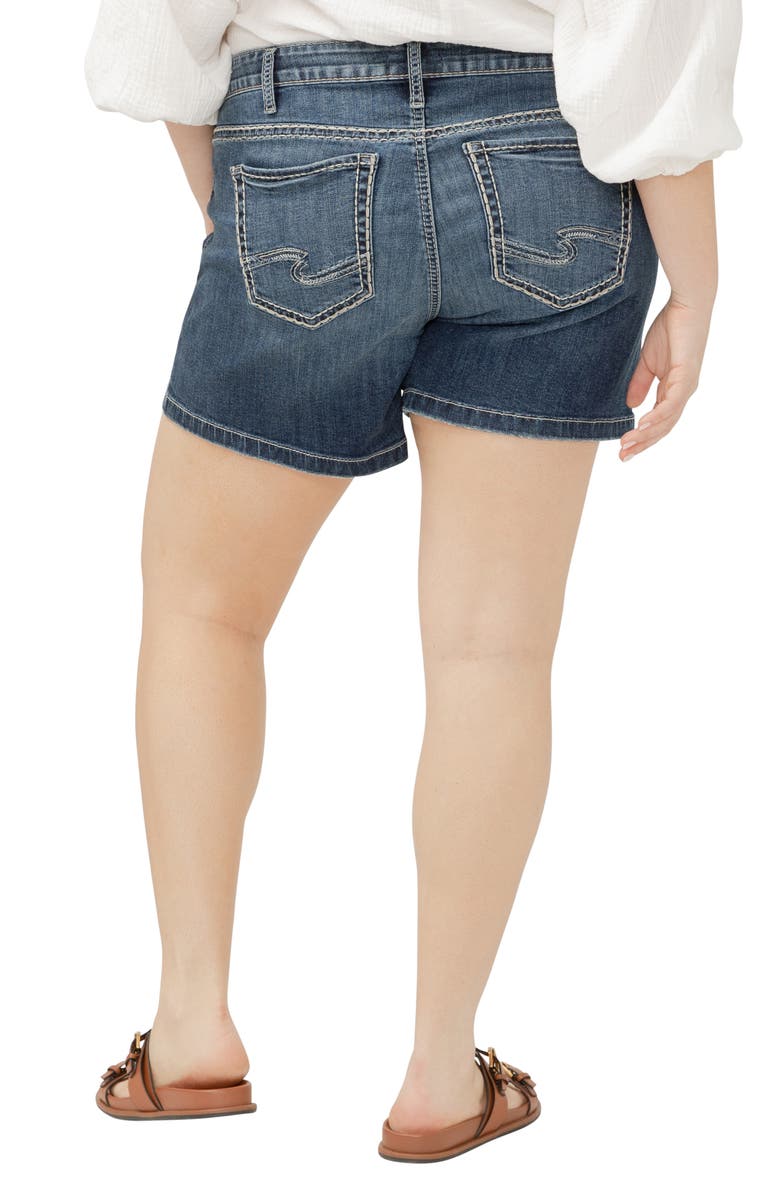 Silver Jeans Co. Elyse Curvy Mid Rise Denim Shorts, Alternate, color, Indigo