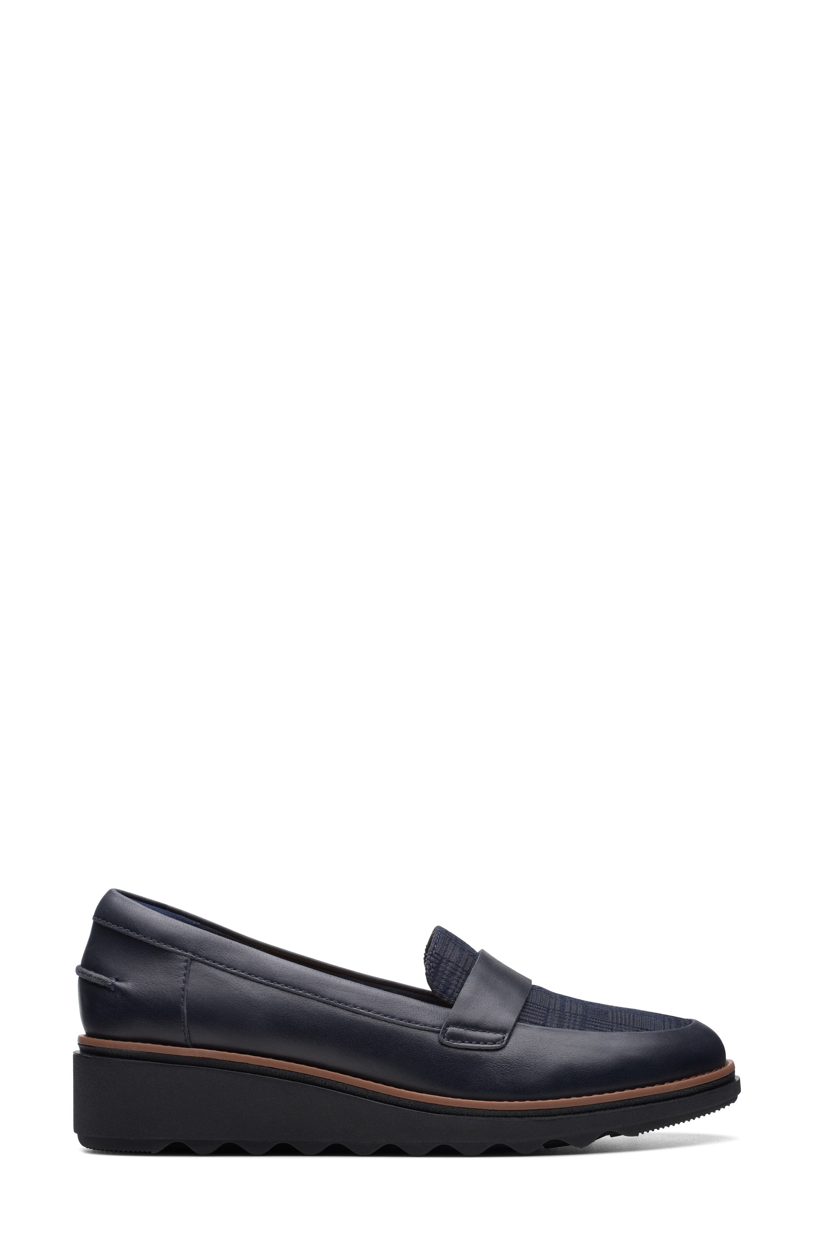 Clarks<sup>®</sup> Sharon Grace Loafer, Alternate, color, Navy Combi Leather