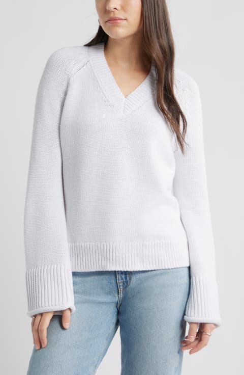 Oversize V-Neck Cotton Sweater